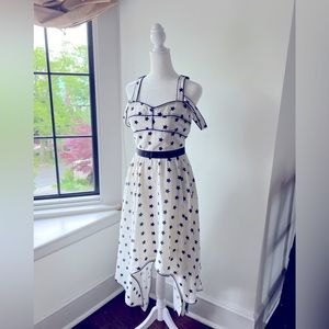 Self-Portrait A-line Handkerchief hem Star-print Midi dress